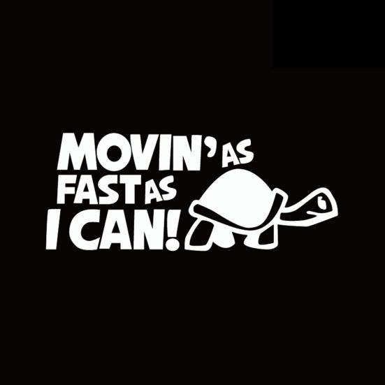 Забавная наклейка Movin'as Fast as I Can с изображением черепахи, наклейка на окно с изображением мультяшного животного