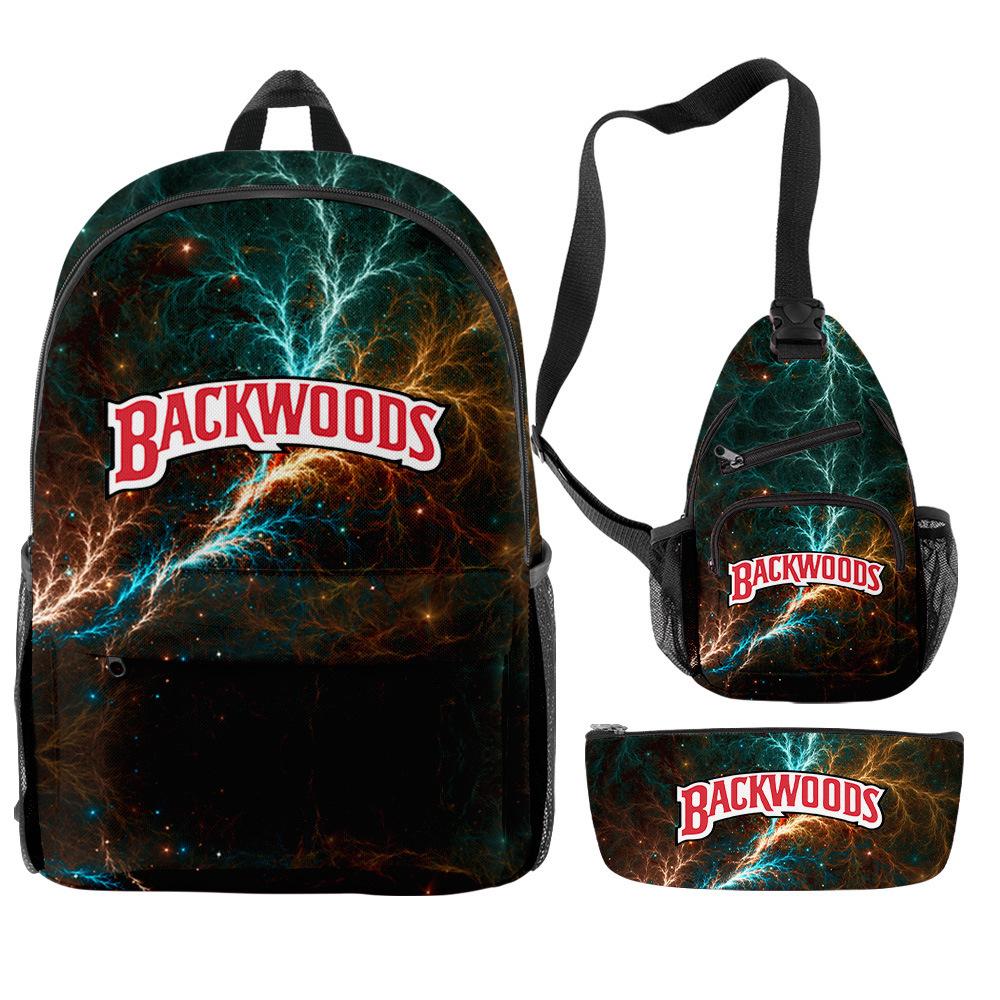 Backwoods Cigar 3D Цифровая Печать Модный Кампус Уличный Рюкзак Набор из Трех Предметов