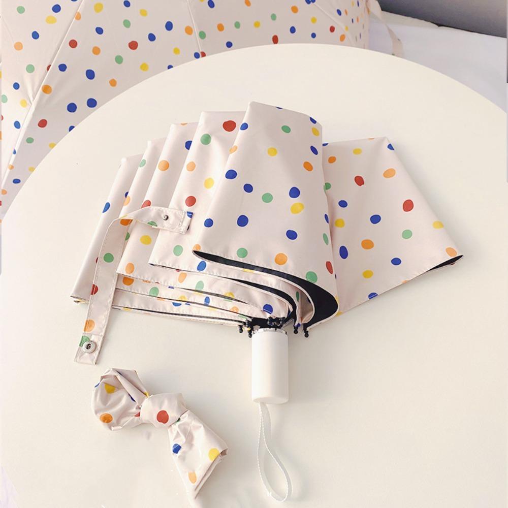 Прекрасный виниловый автоматический зонт с защитой от УФ-лучей, ветрозащитный, в горошек, портативный, мини, прочный, складной зонт для студента