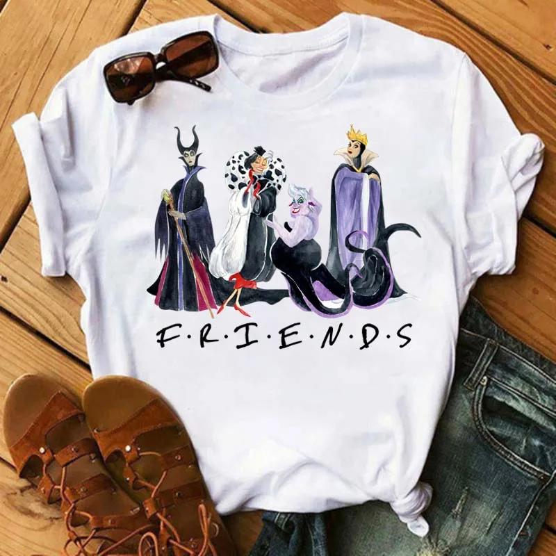 Мужские футболки Disney Модная коллекция Злодеев Королева Футболка 90-е Женские Футболка Друзья Кавайная Летняя с коротким рукавом Футболка Женская