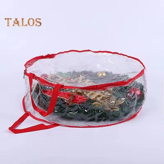 Сумка для хранения рождественских венков с ручкой, застежкой-молнией, большой вместимости, прозрачные гирлянды, мини-деревья, пылезащитный органайзер
