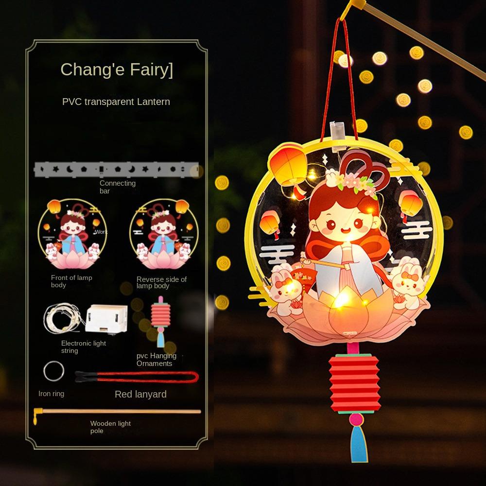 PVC Mid Autumn Rabbit Lantern Chinese Ancient Style Handheld Lantern  Women Children