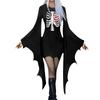 Женская мода готический панк летучая мышь рукава Хэллоуин принт нестандартное вечернее платье