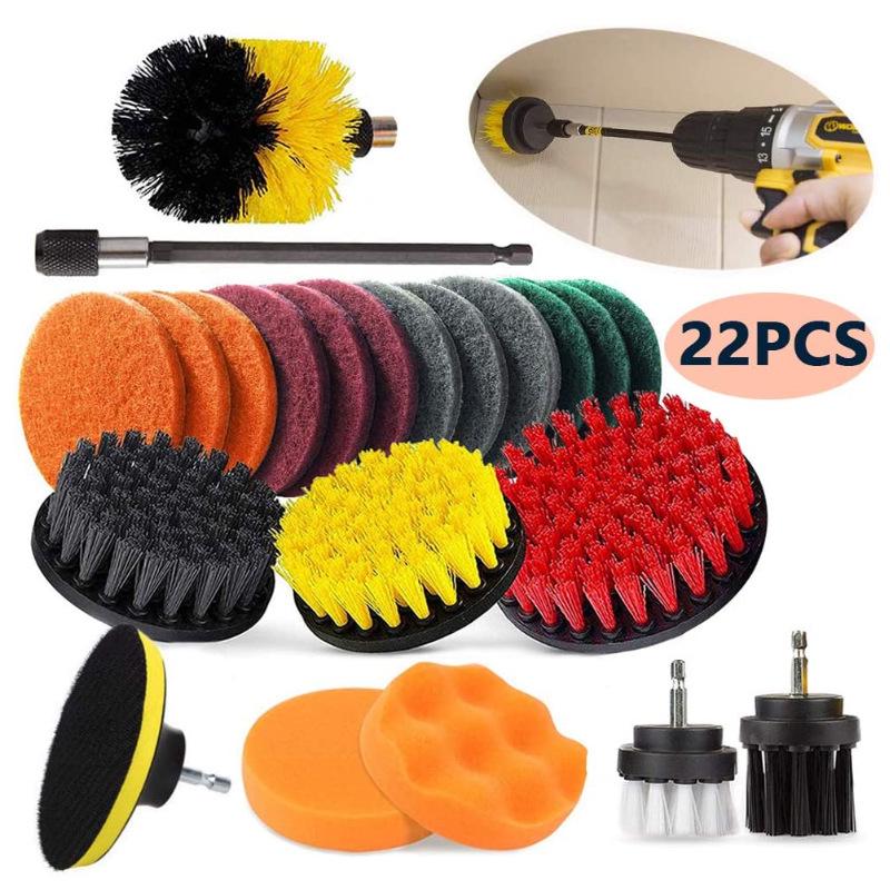 Electric Drill Brush Set: 12-14 Pieces for Cleaning, Polishing, & Grinding with Round Disc for Tile and Carpet
