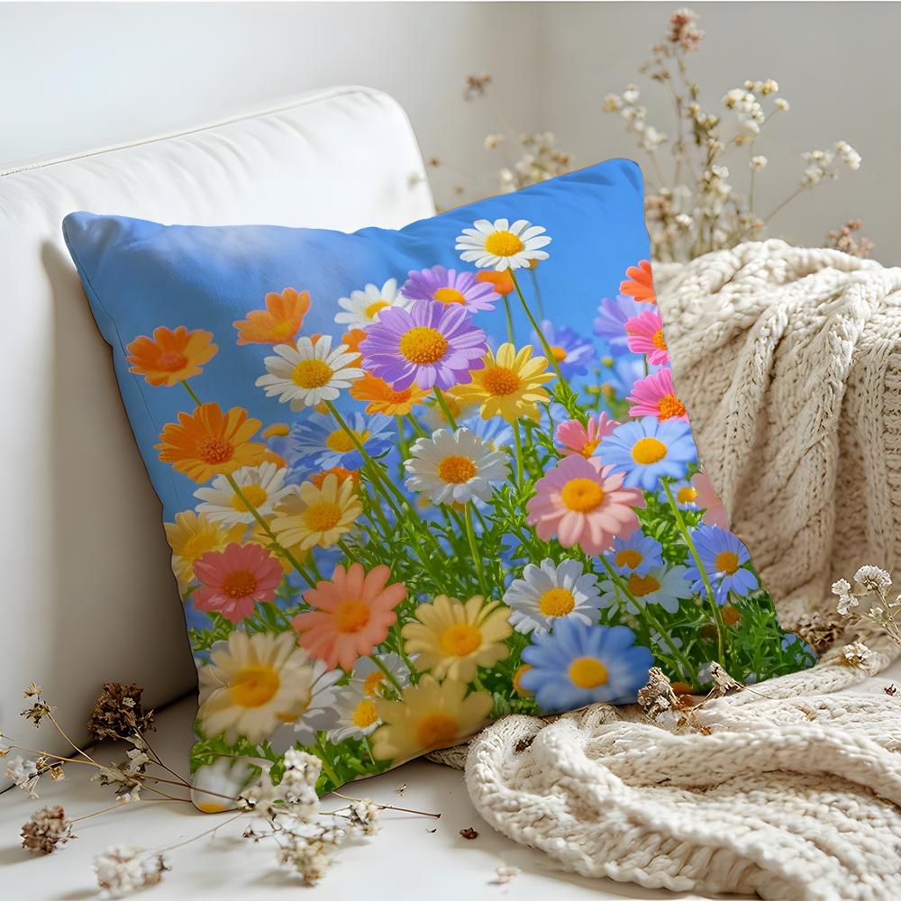 Cushion Cover Linen SkinFriendly Soft Decorative Case For Sofa Home Decor Fashion Daisy Pillow cover