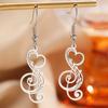 Yousheng 1 пара женских серег из нержавеющей стали 304, легкий полый дизайн, серьги-крючки в форме ноты и сердца, ювелирные изделия