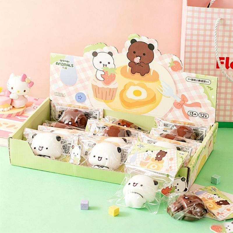 Игрушка-антистресс Yier Bubu Bear, тянущаяся, медленно поднимающаяся, сжимаемая, кавайная, мягкая, упругая, пищащая, для взрослых