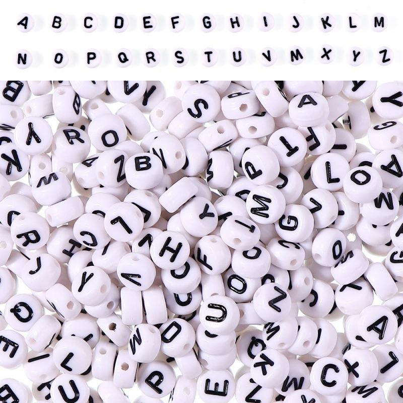 100 шт./пакет DIY Черно-белые английские акриловые бусины-буквы Ручная работа Браслеты Ожерелья Бусины Аксессуары