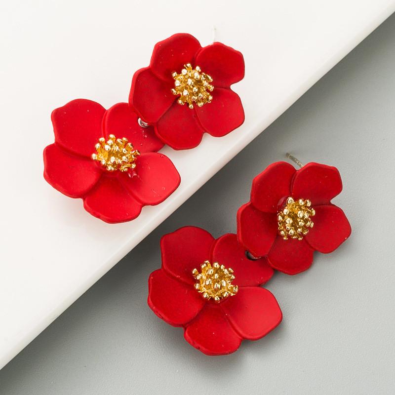 И популярные многослойные модные темпераментные цветочные серьги, простые женские серьги из сплава, серебряная булавка