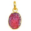 Pendant Red Sunshine Drusy 14CT Gold Plated Silver Jewelry 1.5''