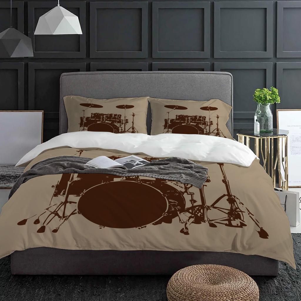 Jazz Drum Music Equipment Bedding Set 3pcs Boys Girls Duvet Cover Pillowcase Kids Adult Quilt Cover Double Bed Set Home Textile