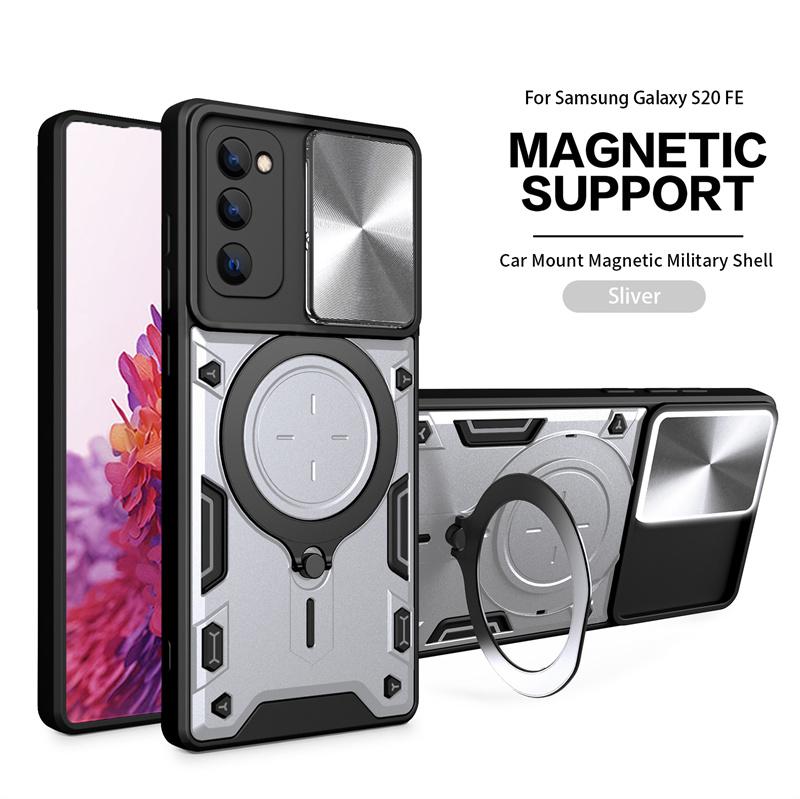 For Samsung Galaxy S20 FE 5G Case Magnetic Metal Ring Holder Armor Cases For Galaxy S20 FE 2022 S20FE Slide Lens Protect Cover