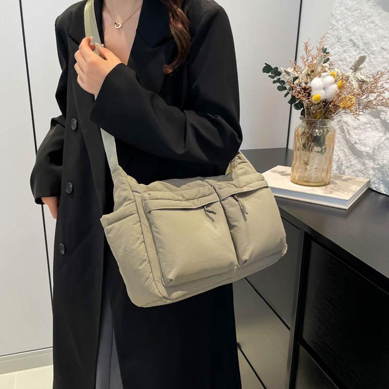 Unisex Water-Repellent Multi-Pocket Nylon Crossbody Bag