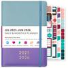 2025-2026 Academic Daily/Monthly Planner 5.7"x8.4" Hourly Schedule, 12 Tabs & Pocket Faux Leather Work/Home/School FOCUS DAY