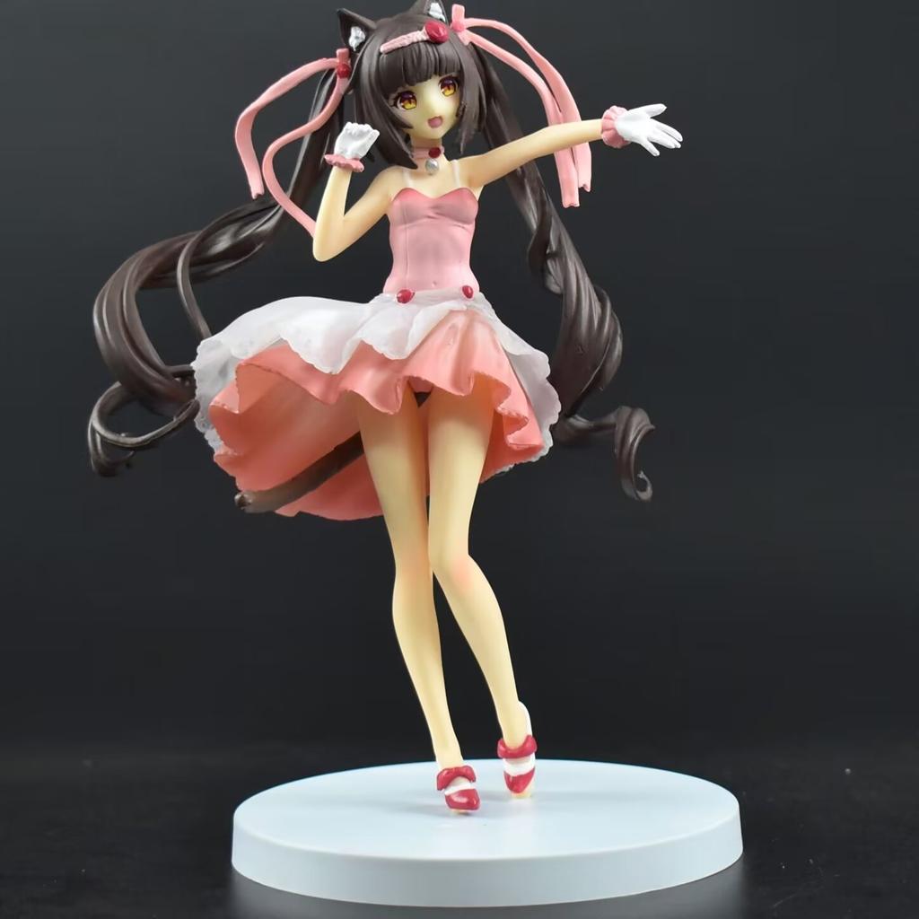 18 см Аниме NEKOPARA Фигурка Шоколад Ваниль Милое Платье-Коктейль Модель ПВХ Статичная Детские Игрушки Коллекционная Подарочная Кукла В Коробке