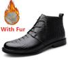 High Quality Business Boots for Men Fashion Comfortable Casual Shoes Genuine Leather Man Ankle Boots Warm Plush Fur Winter Boots