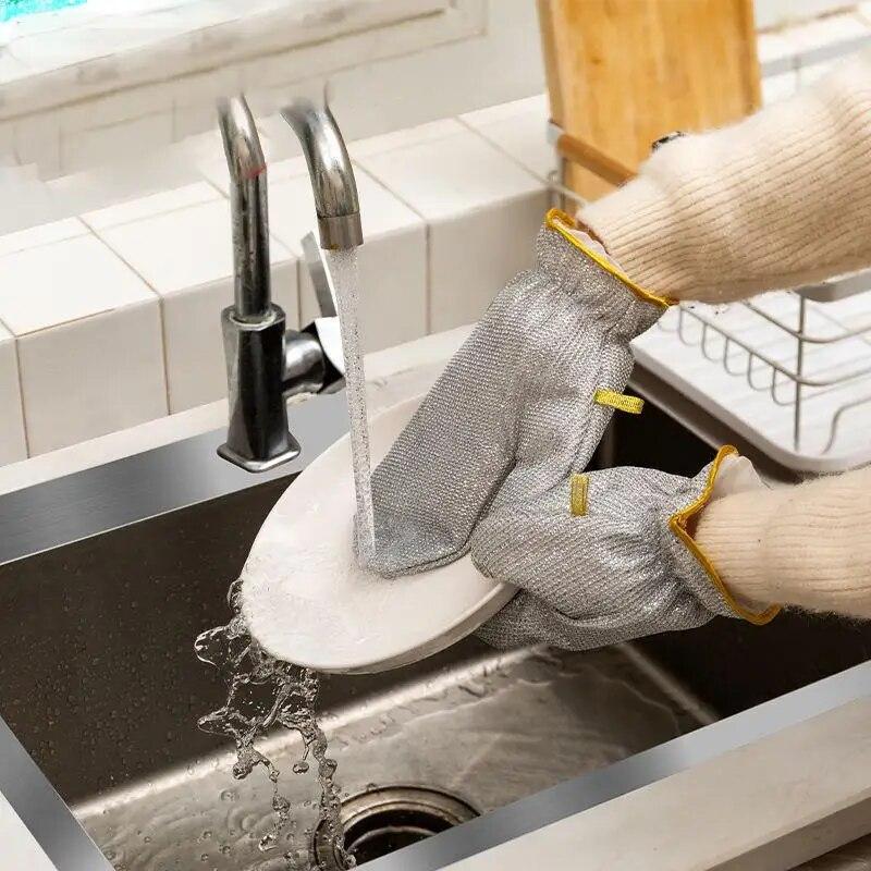 Чистящие перчатки для удаления ржавчины. Кухонные изоляционные перчатки. Стальная проволока. Салфетка для мытья посуды. Водонепроницаемые перчатки для чистки кастрюль.