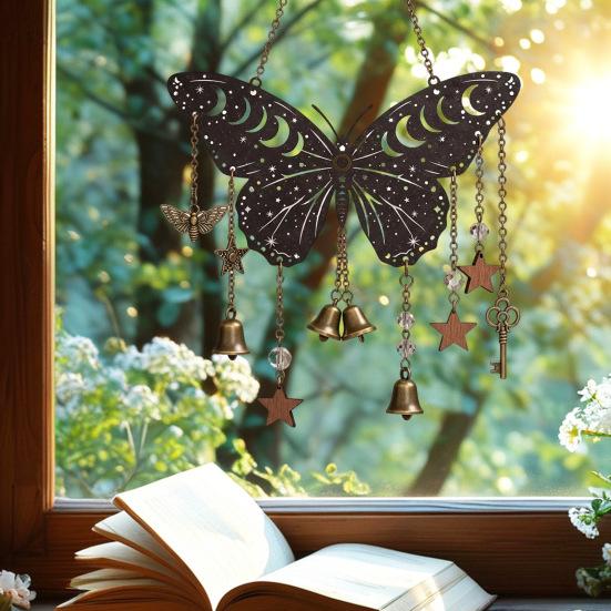 Exorcism Lucky Wind Chime Metal Bat Dragon Wind Bell Butterfly Eagle Wind Catcher Wall Window Hanging Ornament for Home Garden Patio Decoration