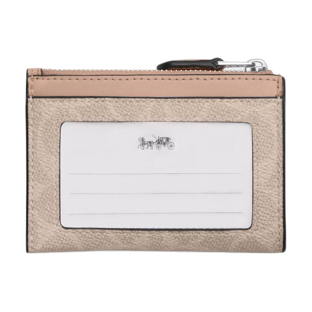 New COACH Skinny Id Case Coated Canvas Card Holder Mini Women's Sand CW870-SVPWH