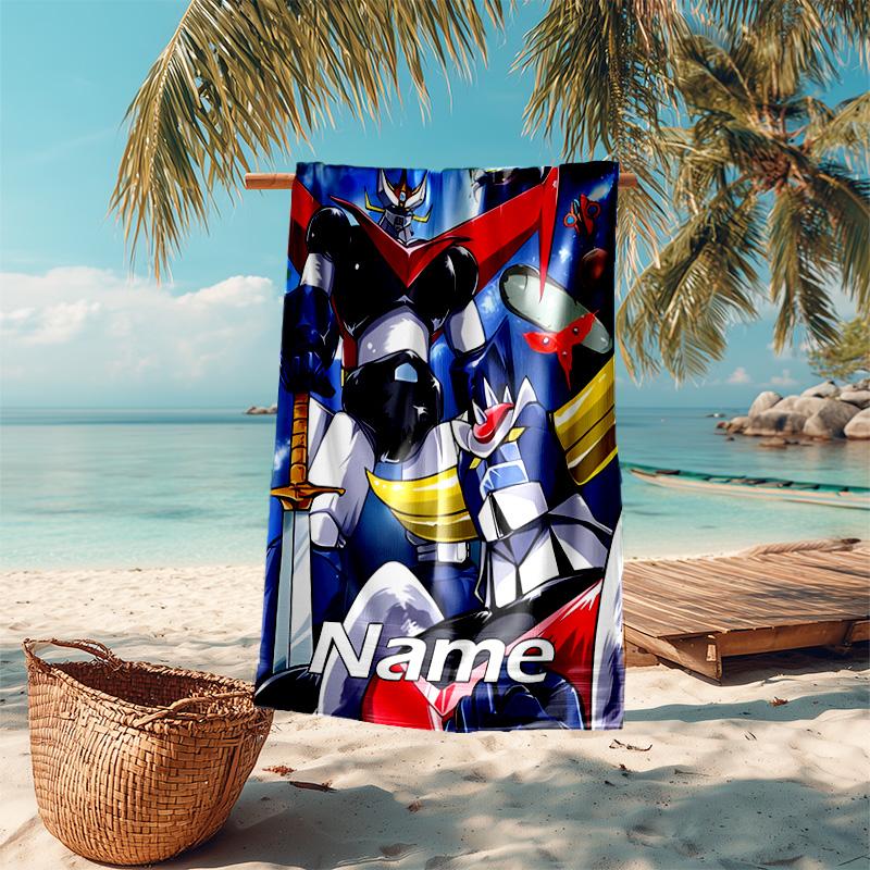 Personalized customized proof beach towel with UFO Robo Grendizer pattern - soft, absorbent,quick-drying,perfect swimming,camping&bathing