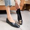 Модные французские туфли на низком каблуке с квадратной головкой и неглубоким носком, женские мягкие туфли на плоской подошве, дизайнерские черные рабочие туфли Zapatos De Mujer