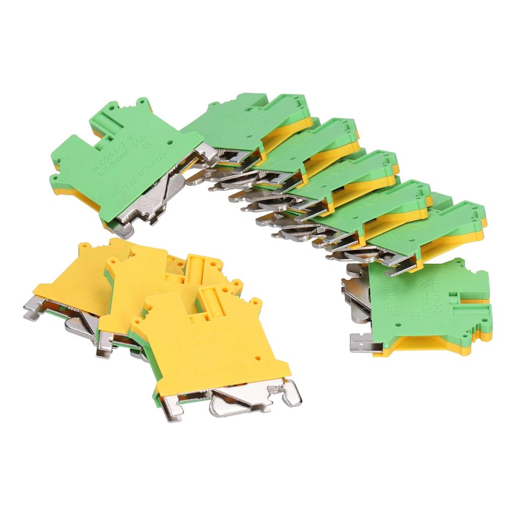 50 шт. Клемма для монтажа на DIN-рейку, 2-канальная, с боковым подводом, клеммный блок заземления 34А USLKG?5