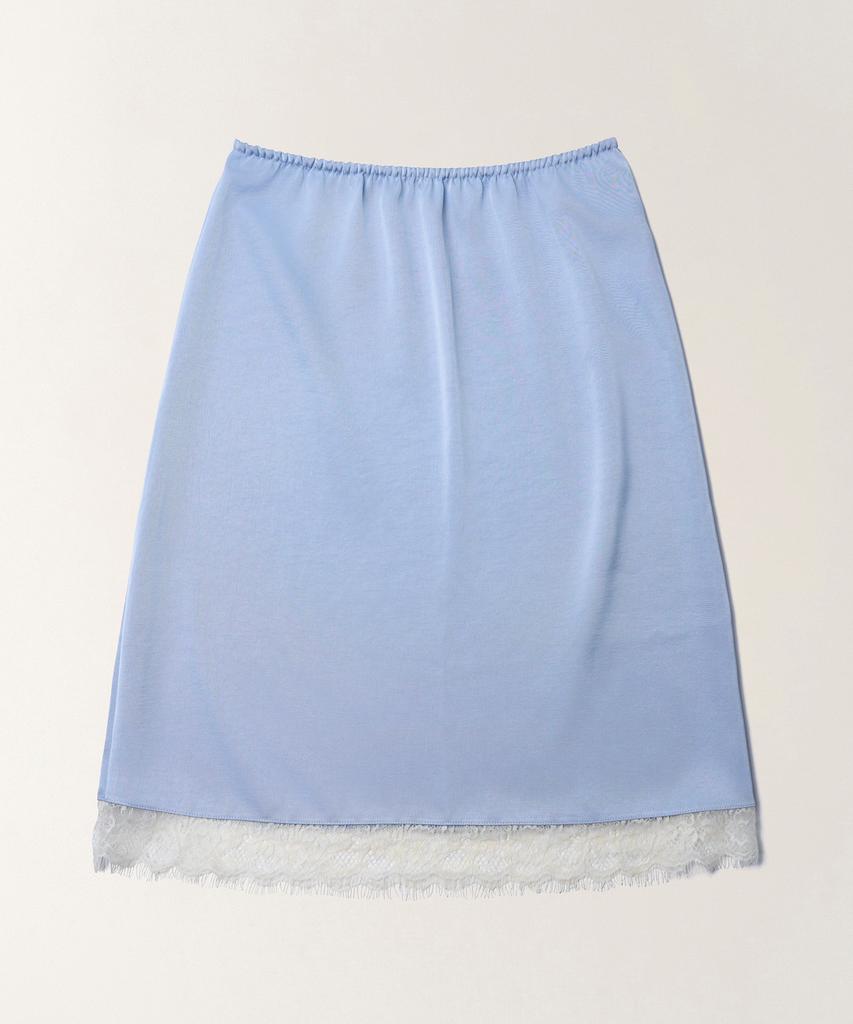 Tudment Satin Lace Midi Skirt_Light Blue