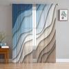 Blue Brown Gradient Geometric Abstract Sheer Window Curtains For Living Room Kitchen Children Bedroom Voile Hanging Curtain