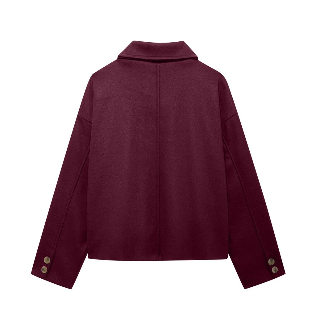 Ladies' Solid Color Fashionable Long Sleeved Button Casual Top, Jacket Jacket Jacket