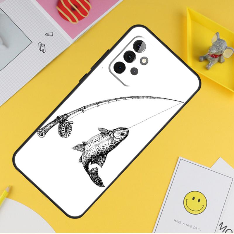 Carp Fish Fishing Rod Case For Samsung Galaxy A55 A35 A25 A15 A51 A71 A12 A32 A52 A13 A33 A53 A14 A34 A54 Coque