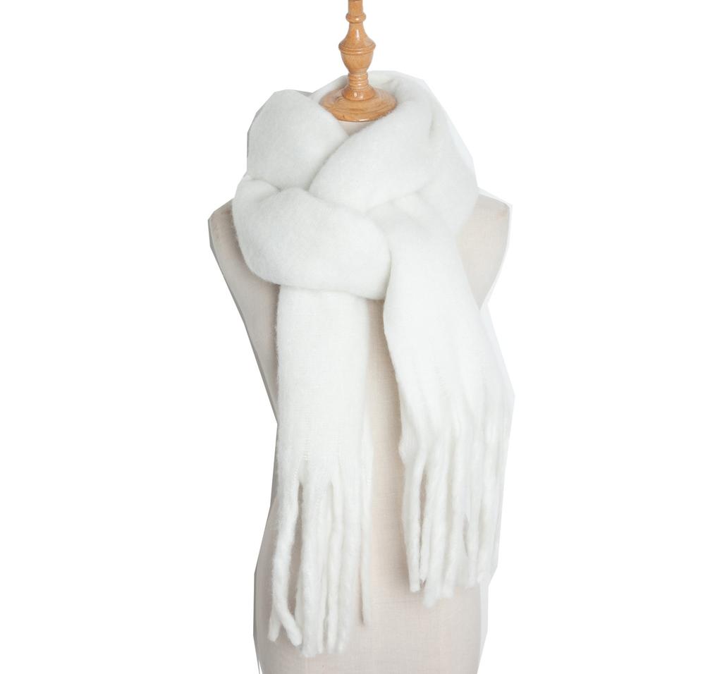 European and American Style Women's Solid Color Shawl Autumn Winter Long Tassel Scarf Thicken Warm Pashmina