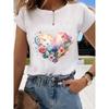 Women's Printed T-shirts, Round Neck Clothing, Short Sleeved Clothing, Women's Tops