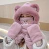 Осенне-зимняя шапка-медведь, женский комплект из четырех предметов: шарф и перчатки, милая теплая шапка, детская плюшевая шапка, защищающая от холода и ветра