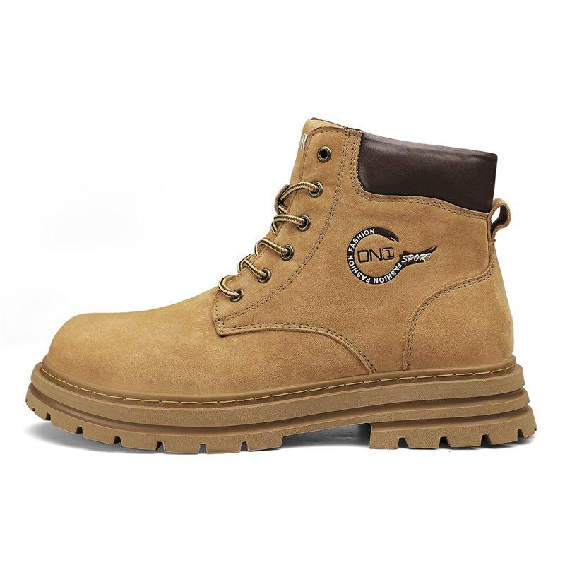 Мужские осенние высокие рабочие ботинки в британском стиле, мужские кожаные водонепроницаемые рабочие ботинки средней высоты для пустыни