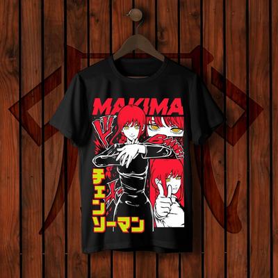 Футболка в стиле стритвир с панелью из манги Chainsaw Man Makima, унисекс, для фанатов аниме, повседневная, с коротким рукавом