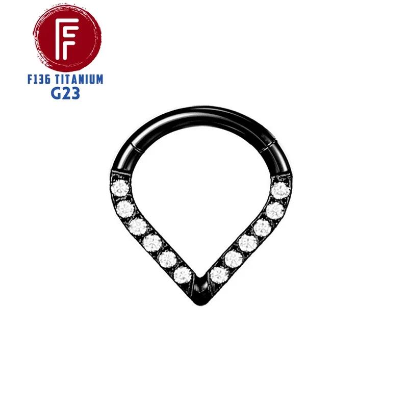 Серьги-кликеры для пирсинга уха G23 Титан Daith Хрящ 16G Хеликс Нос Септум Ухо Раковина Шарнирный Clicker Украшения для тела Кольцо для уха Циркон