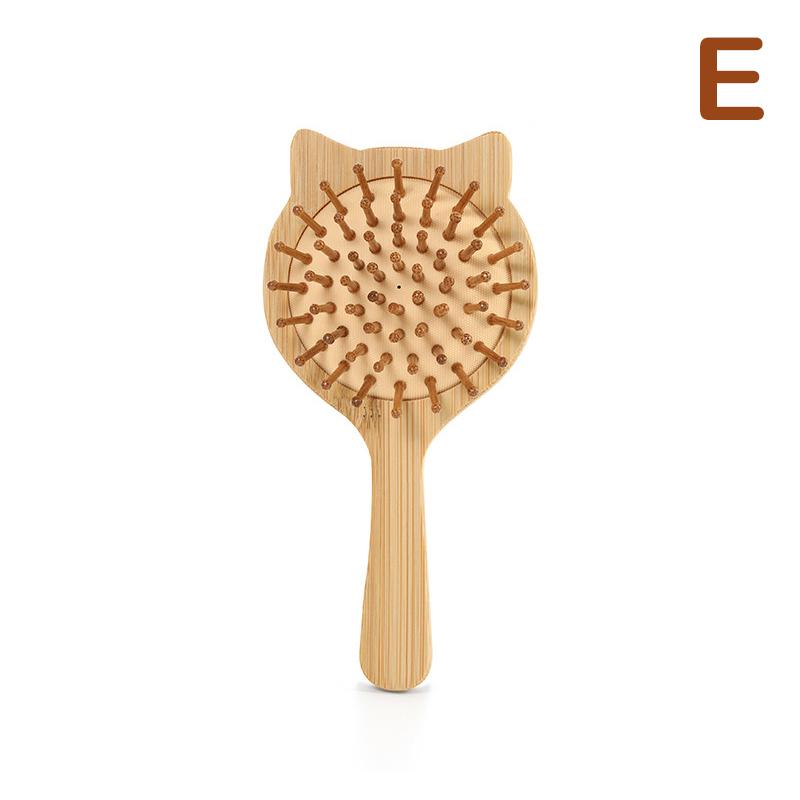 Бамбуковая деревянная щетка для волос Массажная расческа Массажер для кожи головы для роста волос Антистатическая выпрямляющая щетка Мягкая щетка для бороды для детей