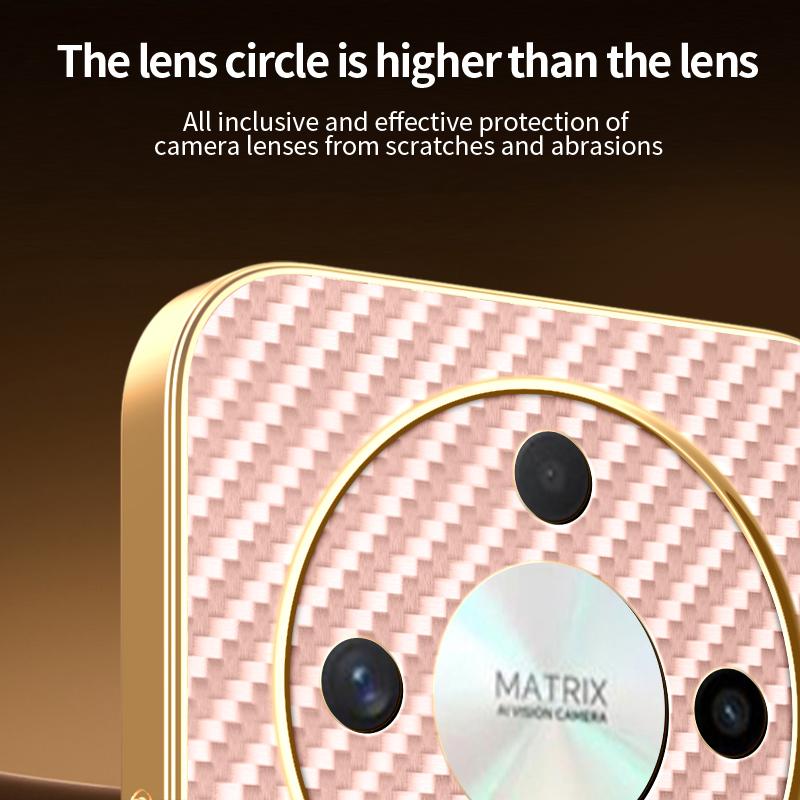 For Honor X9b 5G/Magic6 Lite 5G Phone Case Carbon Fiber Textured Electroplated TPU Back Cover