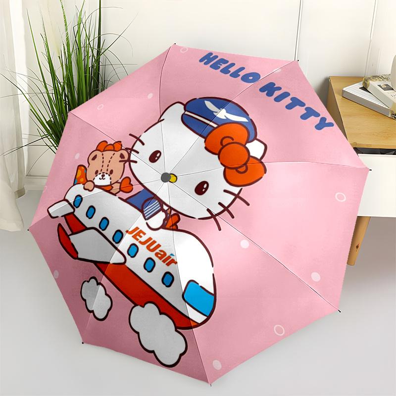 1pc Hello Kitty JEJUair Automatic Folding Umbrella - Portable 3-Fold Design, 8-Bone Iron Frame Outdoor Umbrella, Ideal Gift for Fans, Travelers, Every
