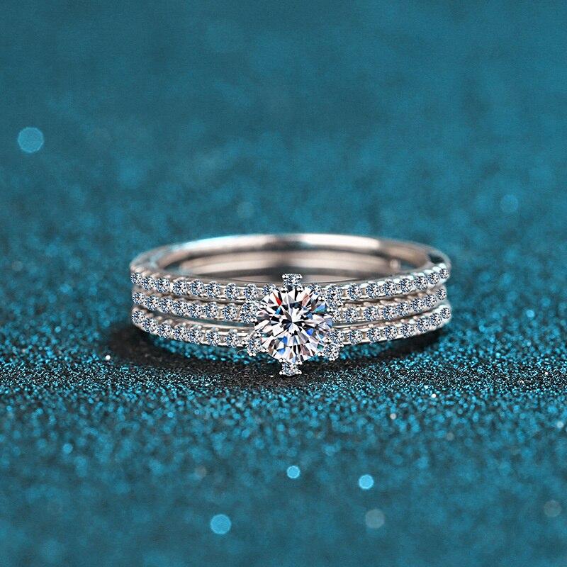 Bague Ringen Кольцо Eternity D Цвет Муассанит Стерлинговое Серебро с Платиновым Покрытием Обручальное Кольцо Муассанит Обручальное Кольцо