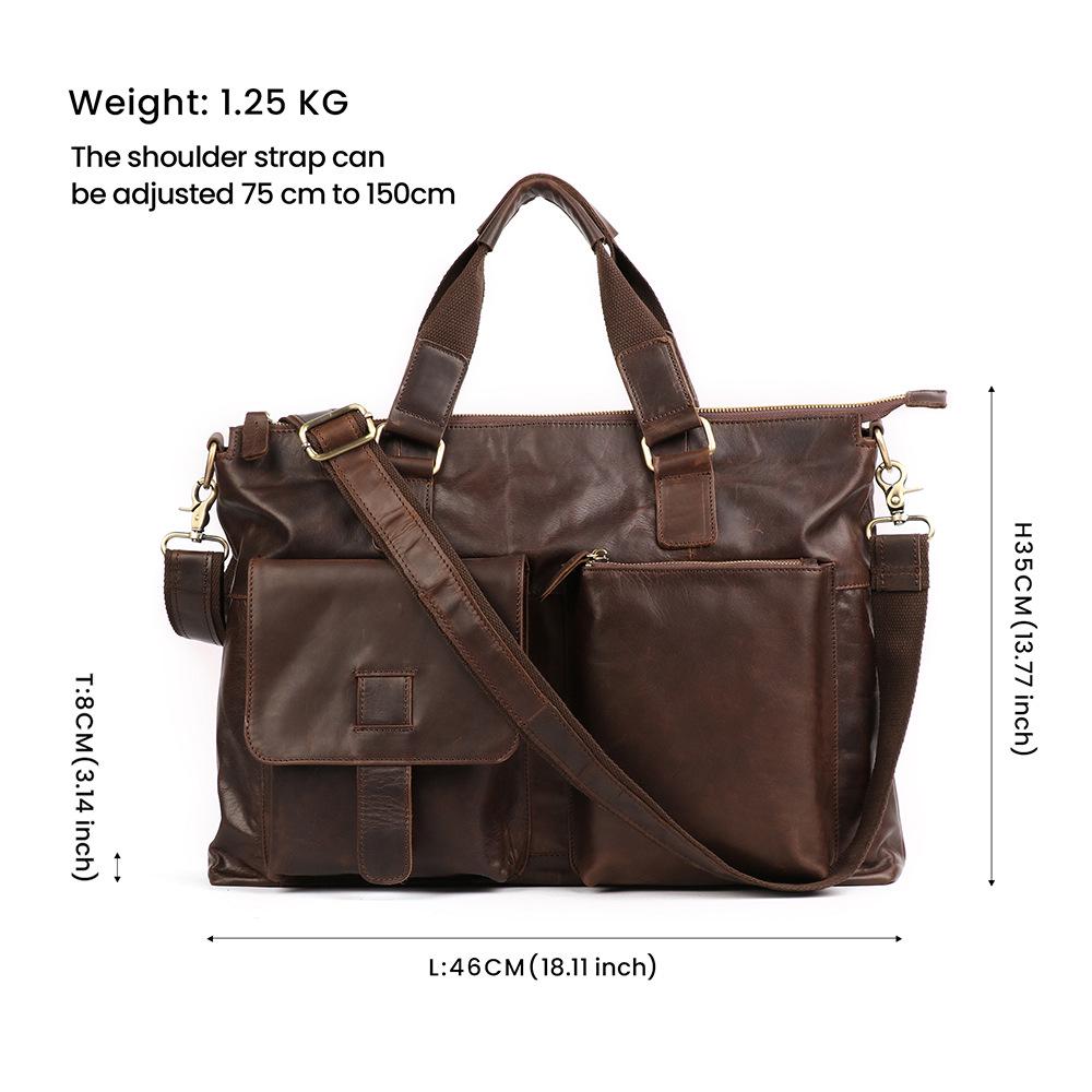 European-American Retro 17-Inch Business Laptop Handbag - Fashionable Commute & Travel Crossbody Briefcase