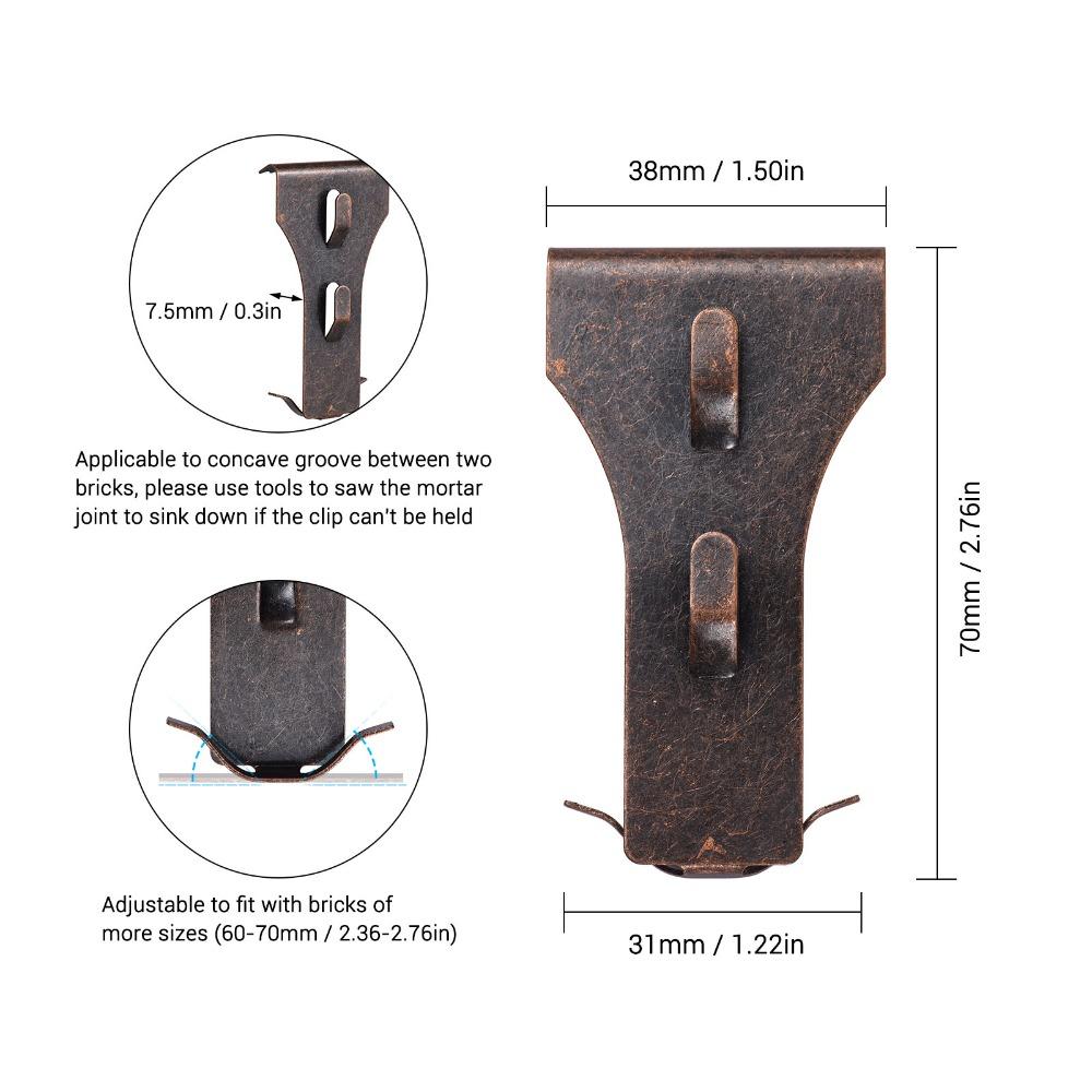 4pcs Sliding Design Brick Hanger Clip Metal Construction Brick Wall Hanger Outdoor Use