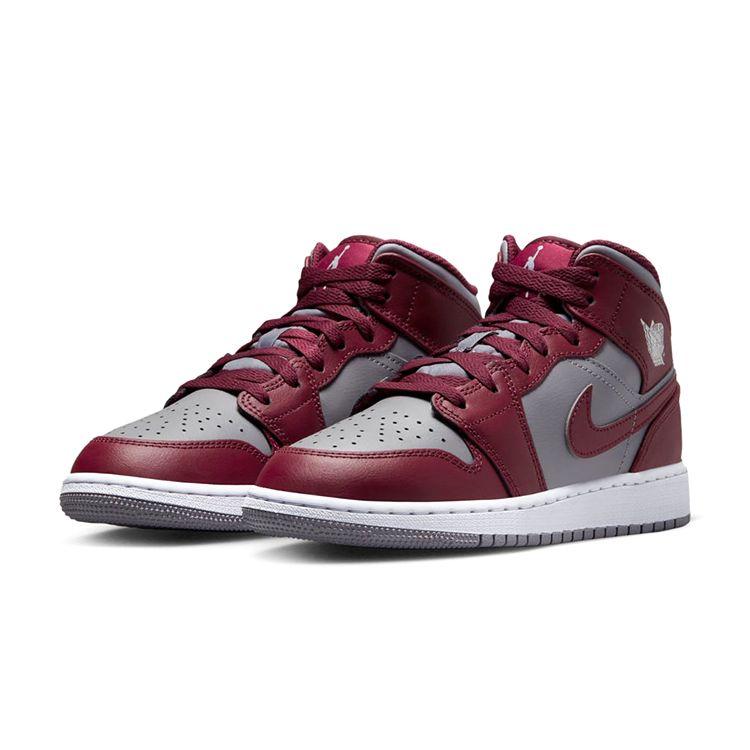 Детские кроссовки Air Jordan 1 Mid GS Cherrywood Red Cement-Grey White DQ8423-615