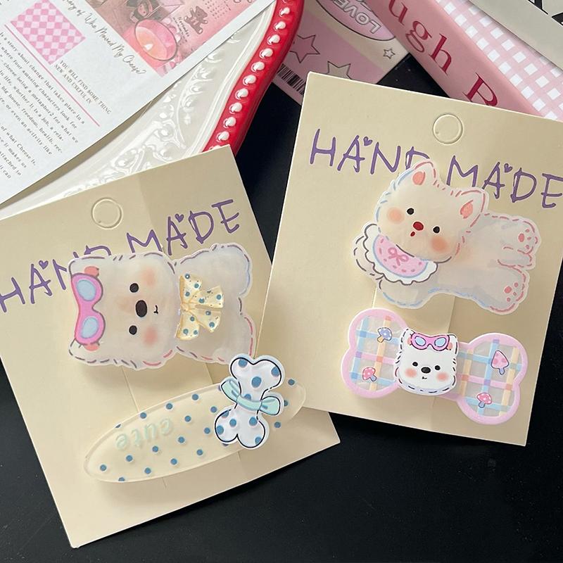 Милые заколки для волос с изображением мультяшных собак, милые забавные детские заколки, заколки для челки на бок, модные головные уборы, аксессуары для волос, подарки