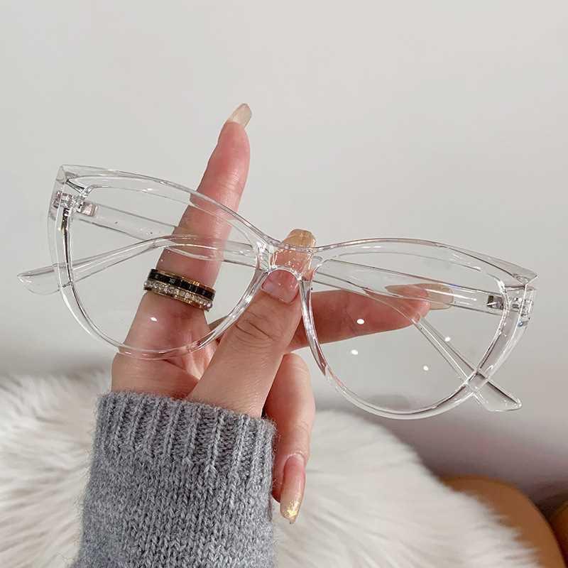 Retro Cat Eye Color-Changing Anti-Blue Light Glasses, Advanced Sense, Plain Face And Thin, Can Be Matched With Myopia Frame