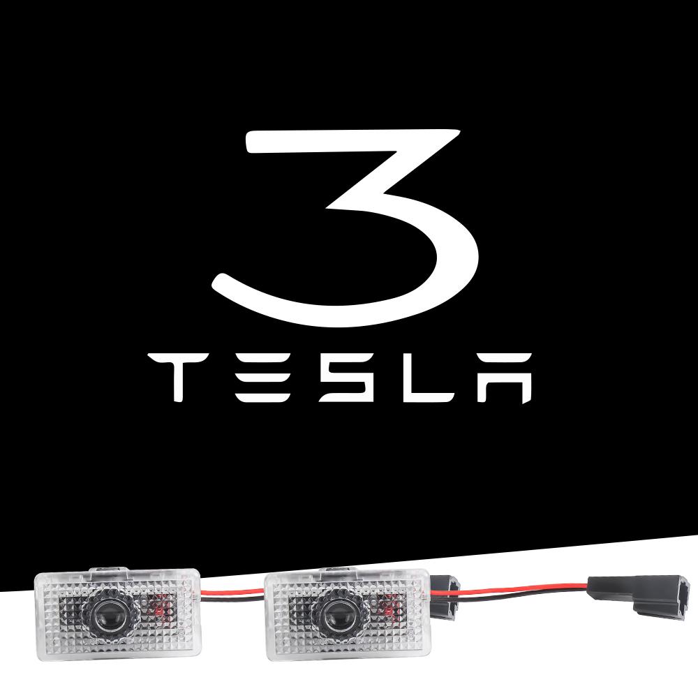 ZQEZ5 For Tesla Model Y 3 S X Car Door LED Logo Projector puddle lights HD Welcome Light 3D Laser Ghost Shadow Light Model 3