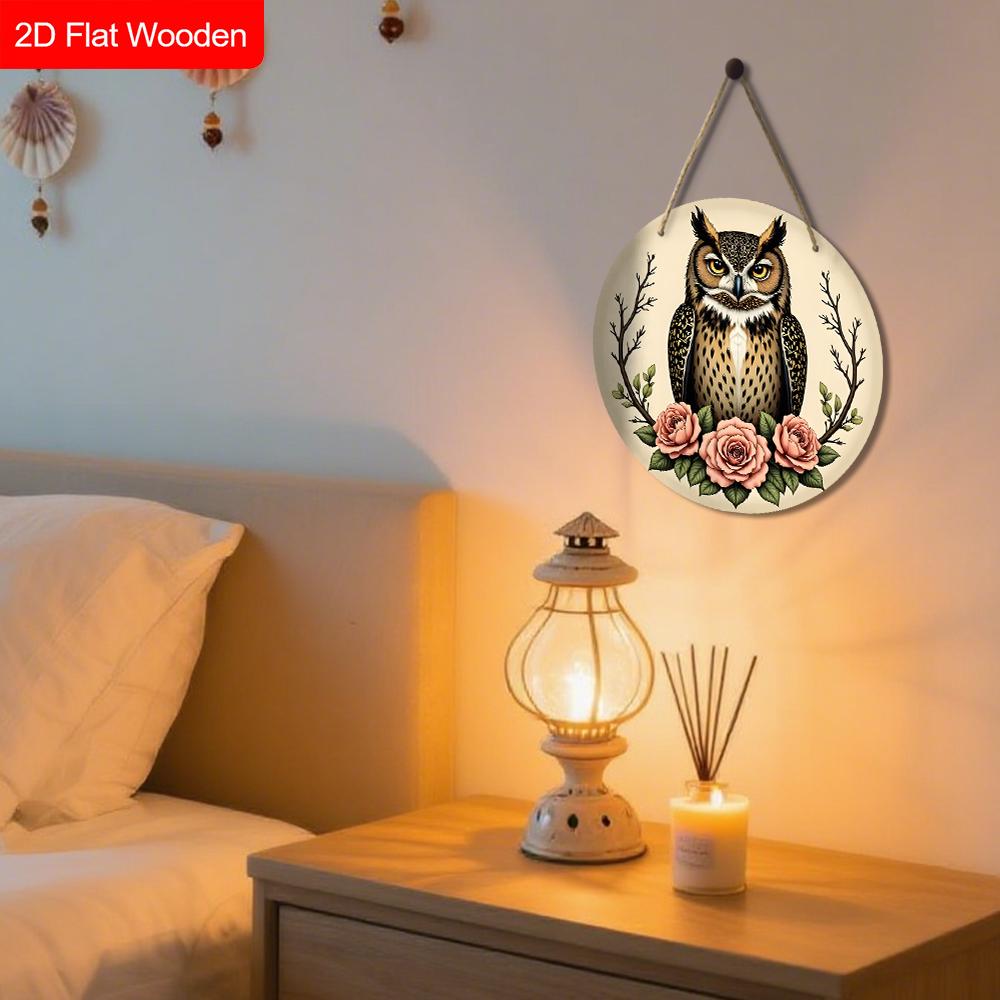4 Different Styles of Wooden Sign with Owls Pattern, Unique Decorative Plaques for Front Door, Wall Hanging Decor, Ideal Gift for Friend & Family