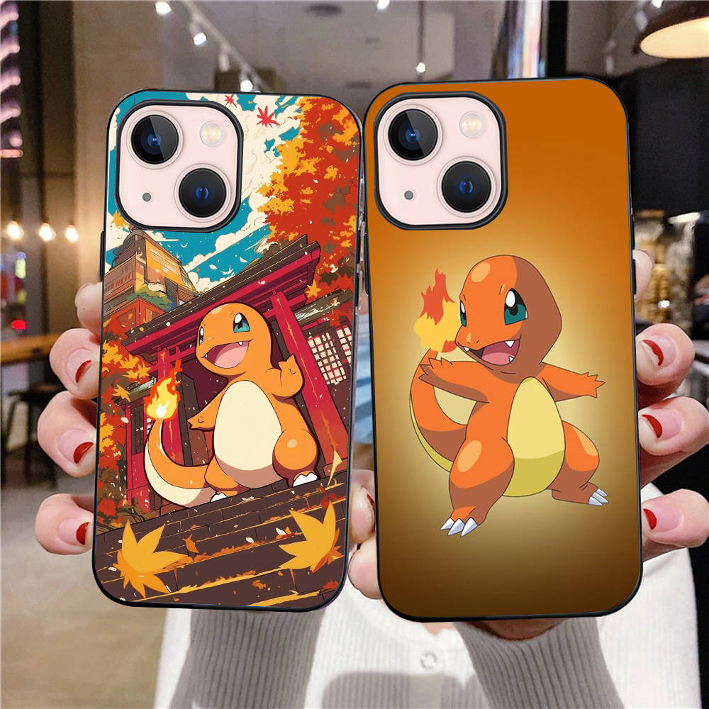 B-80 милый черный чехол Charmander для Samsung S24 S23 S22 S21 S20 FE S10 Lite Ultra S7 S8 S9 Plus A05S A11 A12 A13 A15 A22 A24 A25 A32 A52 A71 5G