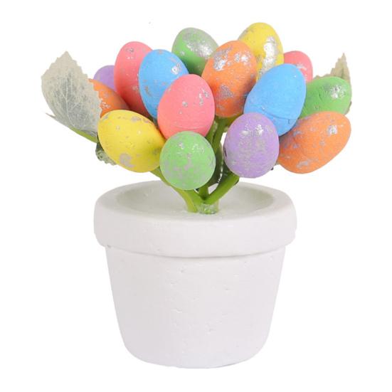 MIT Easter Egg Bonsai Artificial Potted Plant Vibrant Colorful Foam Eggs Ornament for Festive Decoration