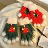 Knitted Christmas Gloves Unisex Christmas Tree Pattern Gloves Winter Touch Screen Fuzzy Gloves